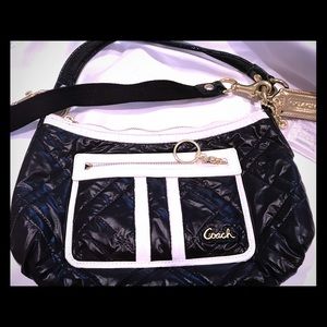 Coach Quilted Ski Bunny Black Nylon Shoulder Bag